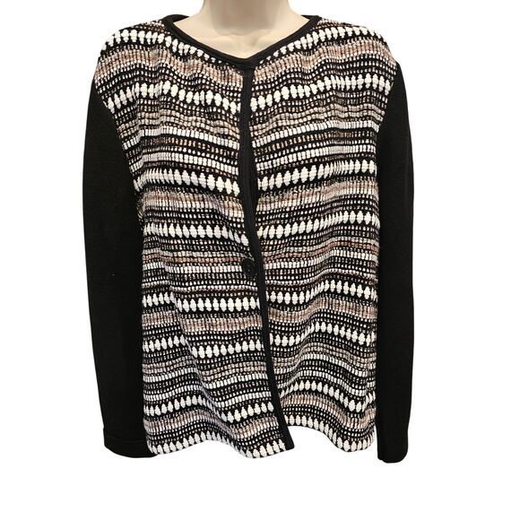 Chicos size 2 (L)  NWOT twill brown black shaket metallic strands career casual - Picture 1 of 6